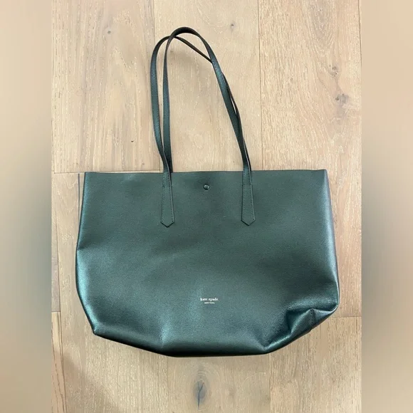 Kate Spade Molly Tote with Pouch in Evergreen Metallic - Picture 3 of 12